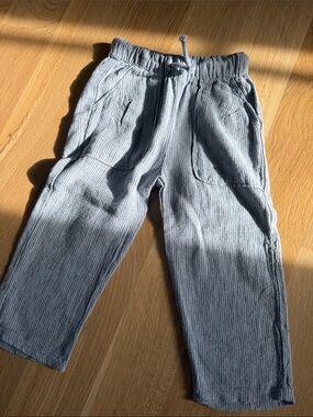 zara Cozy Drawstring Ribbed Pants - Light Blue/grey